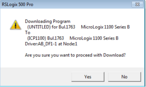 Tela de confirmação de download no RSLogix500